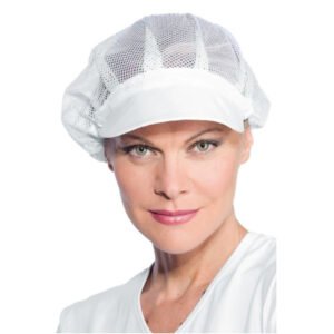 Cuffia donna con rete e visiera - bianco
