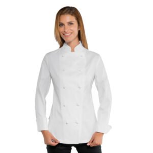 Giacca Lady Chef con bottoni antipanico a manica lunga - Bianco
